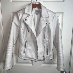 Guess Leather Jacket White/Silver
